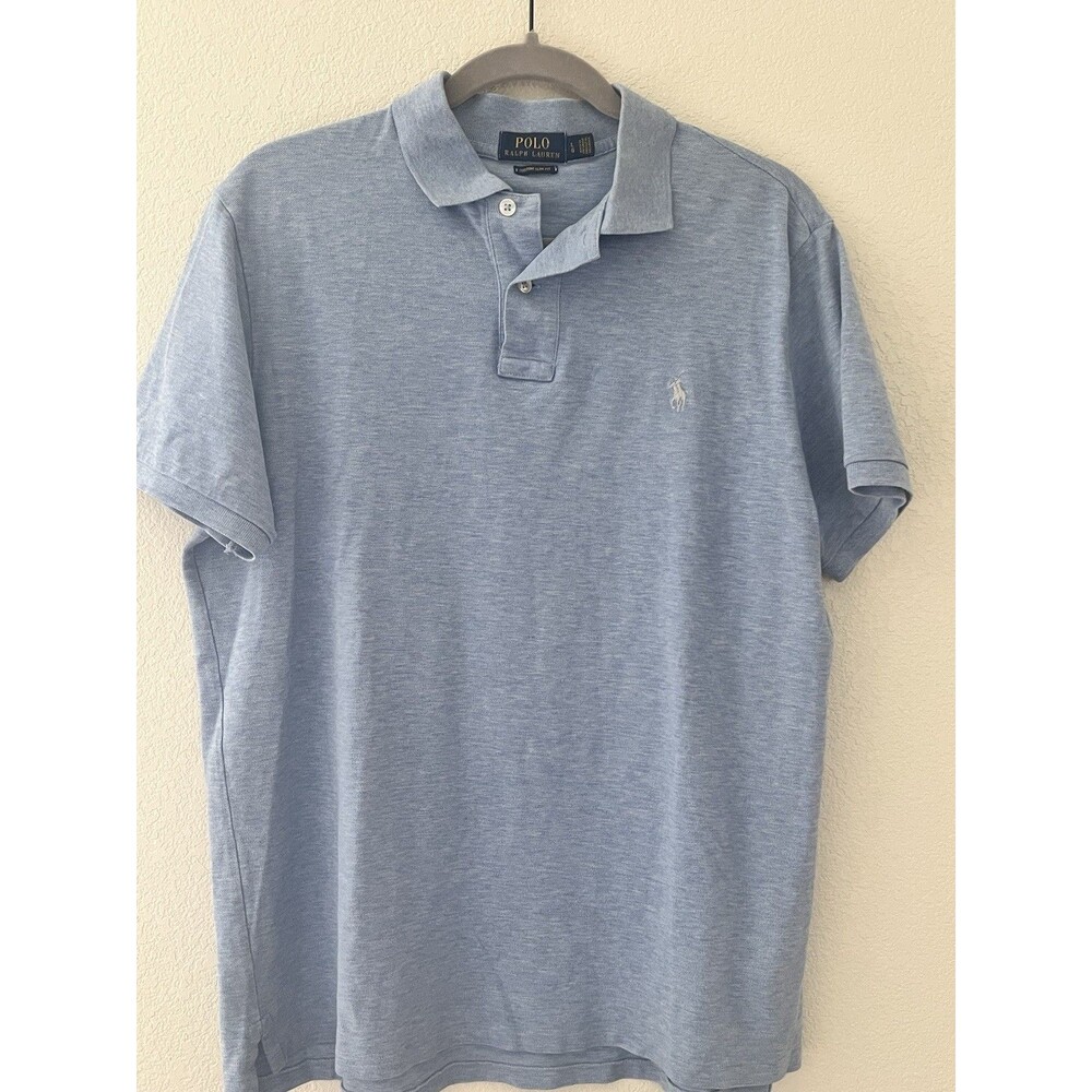 Polo Ralph Lauren Shirt Mens Large Blue Short Sleeve Custom Slim Fit Golf Polo